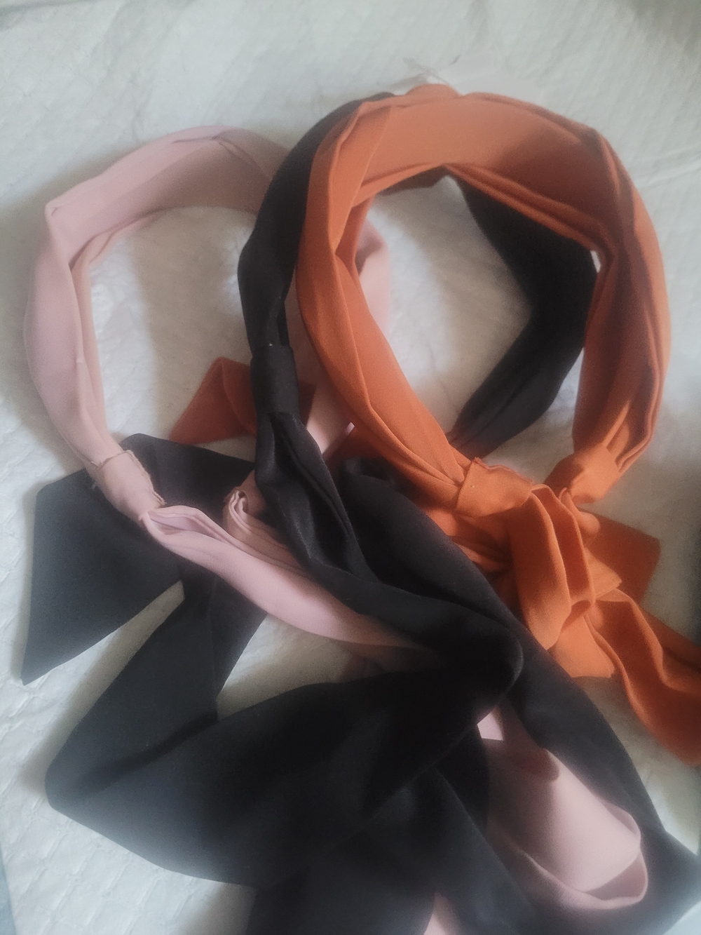 Women's Satin Knot Headband Set - Pink, Black, Rust